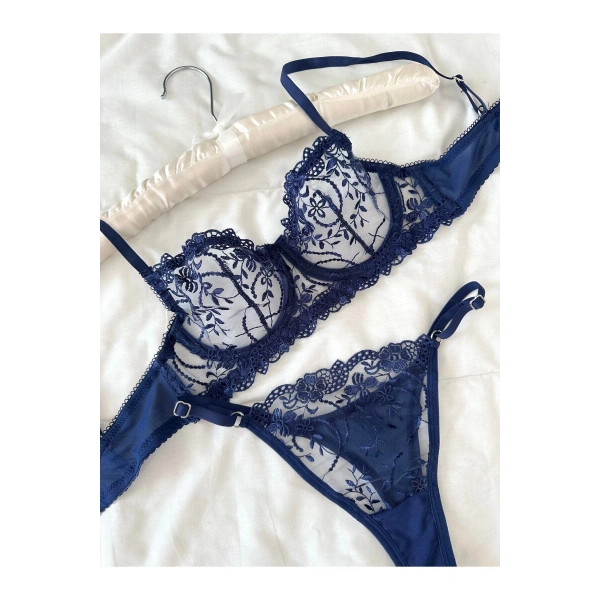 Mathilda Balenli Kapsız Tül Sütyen Takımı