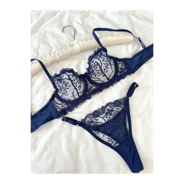 Mathilda Balenli Kapsız Tül Sütyen Takımı