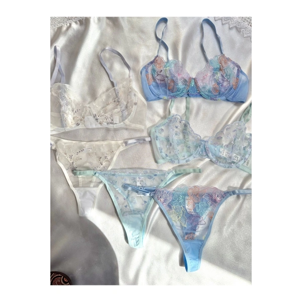 Premium Çeyiz Seti Balenli Kapsız Tül Sütyen Takımı