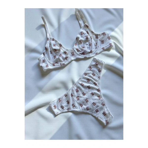 Beyaz Teddy Pamuklu Balenli Takım