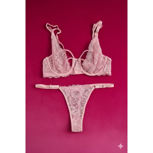 Lovely Balenli Kapsız Tül Sütyen Takımı