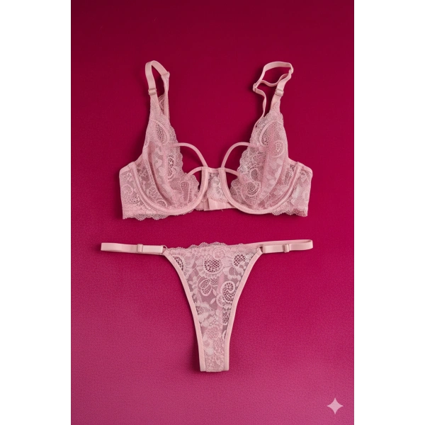 Lovely Balenli Kapsız Tül Sütyen Takımı