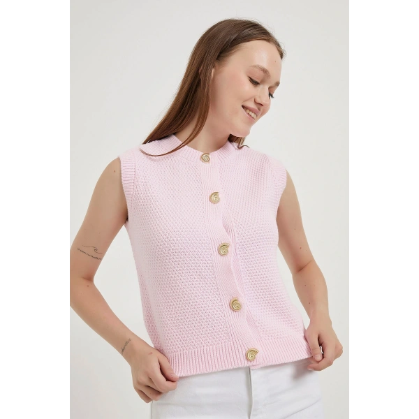 ARMALIFE 1181 GOLD DÜĞME DETAYLI TRİKO KADIN YELEK