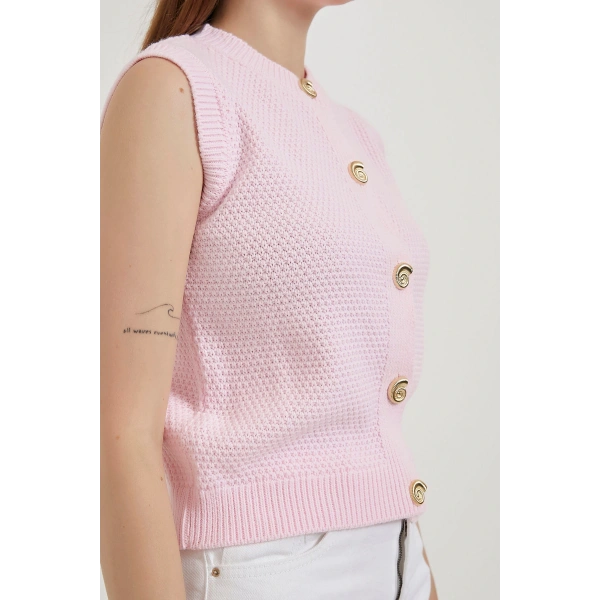 ARMALIFE 1181 GOLD DÜĞME DETAYLI TRİKO KADIN YELEK