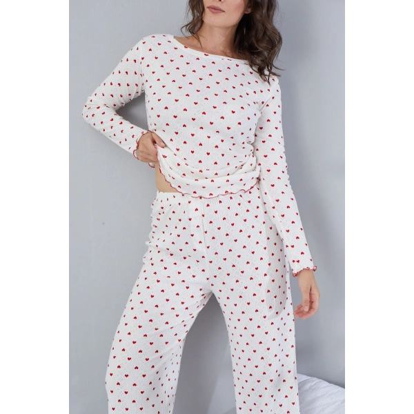 Saf %100 Pamuk Uzun Kol Kadın Pijama Takımı