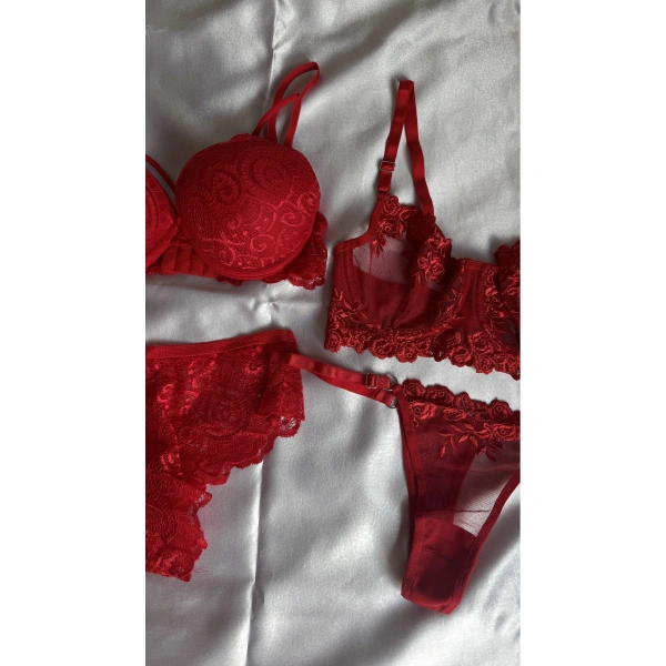 Yılbaşı Hediyesi 4lü Kırmıız İç Çamaşır Seti