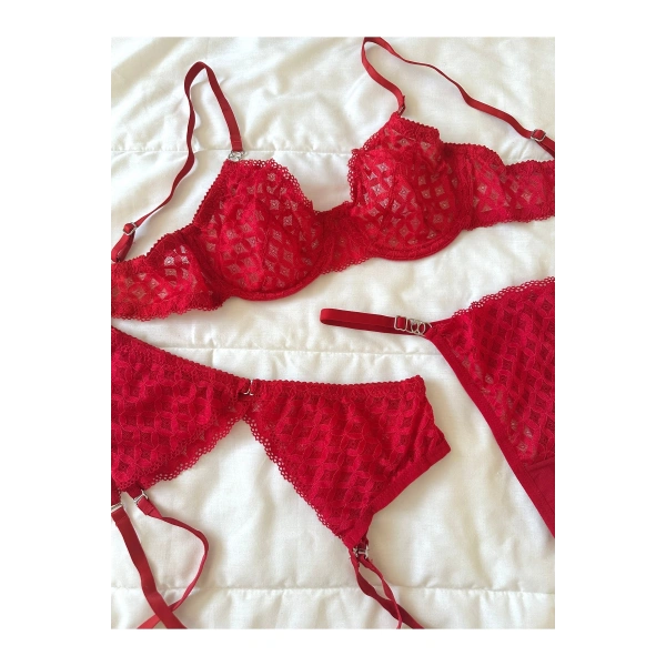 Yılbaşı Hediyesi Emilly Kırmızı Balenli 3lü Sütyen Takımı