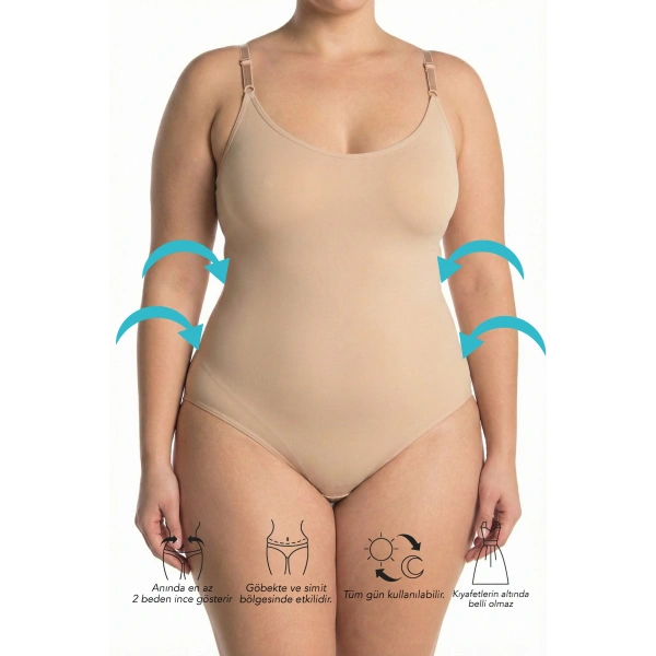 Büyük Beden Çıtçıtlı Slip Body Korse – Dikişsiz, Ultra Rahat ve Toparlayıcı (2 Beden İnceleten)