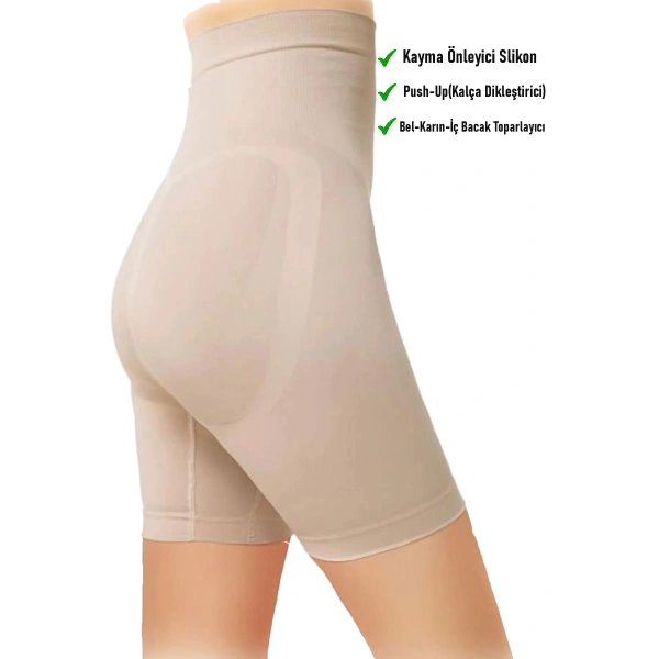 Basen Toparlayıcı Bel Inceltici Kalça Sıkılaştırıcı Yüksek Bel Paçalı Korse Tayt