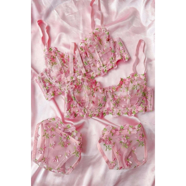 Mathilda Balenli Kapsız Tül Sütyen Takımı