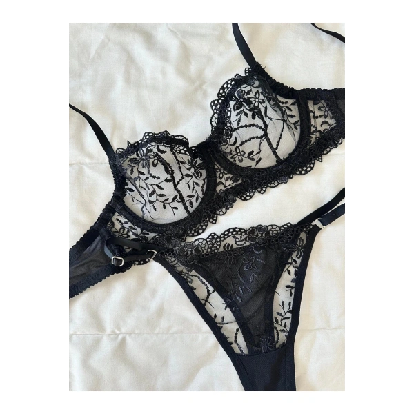 Yılbaşı Hediyesi Mathilda Balenli Kapsız Tül Sütyen Takımı