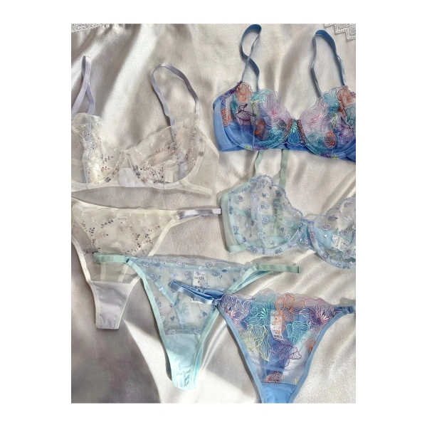 Premium Çeyiz Seti Balenli Kapsız Tül Sütyen Takımı