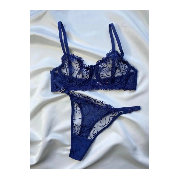 Lacivert Dantelli Iç Çamaşırı Takımı Seksi Iç Çamaşır Takımı Sütyen Tanga Takım Dantelli Sütyen