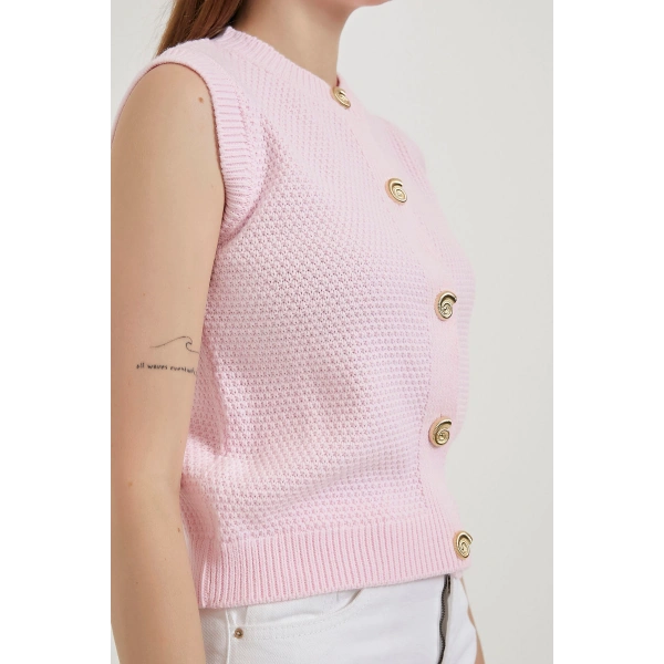 ARMALIFE 1181 GOLD DÜĞME DETAYLI TRİKO KADIN YELEK