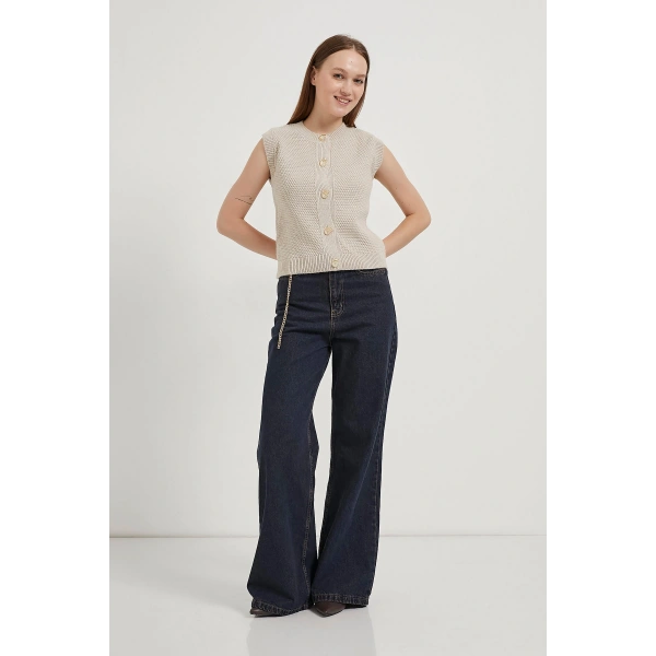 ARMALIFE 1181 GOLD DÜĞME DETAYLI TRİKO KADIN YELEK