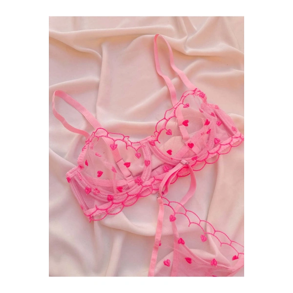 Minik Kalp Desenli İç Çamaşır Takımı ( Sütyen & Tanga )