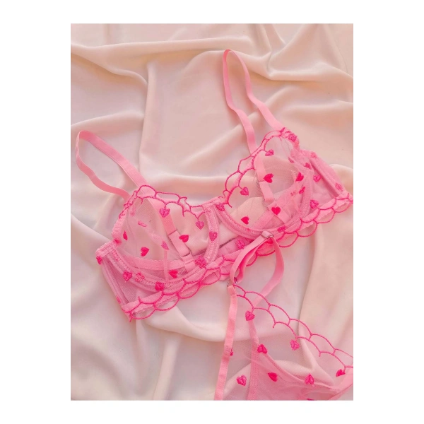 Minik Kalp Desenli İç Çamaşır Takımı ( Sütyen & Tanga )