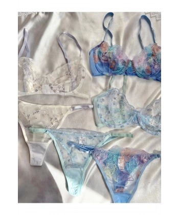 Premium Çeyiz Seti Balenli Kapsız Tül Sütyen Takımı