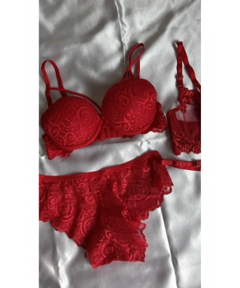 Yılbaşı Hediyesi 4lü Kırmıız İç Çamaşır Seti
