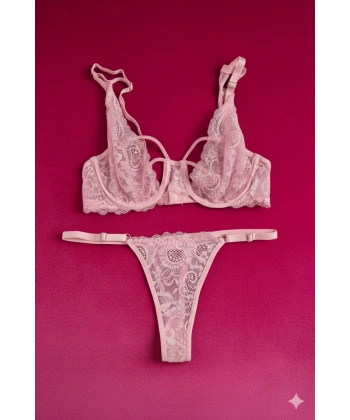 Lovely Balenli Kapsız Tül Sütyen Takımı