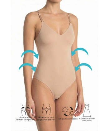 Çıtçıtlı Slip Body Korse – Dikişsiz, Ultra Rahat ve Masaj Etkili Toparlayıcı (2 Beden Toparlayan)
