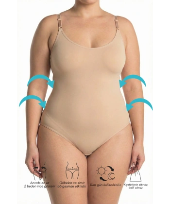 Büyük Beden Çıtçıtlı Slip Body Korse – Dikişsiz, Ultra Rahat ve Toparlayıcı (2 Beden İnceleten)