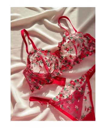 Yılbaşı Hediyesi Mathilda Balenli Kapsız Tül Sütyen Takımı