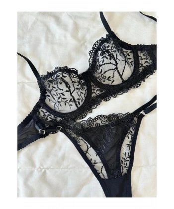 Yılbaşı Hediyesi Mathilda Balenli Kapsız Tül Sütyen Takımı