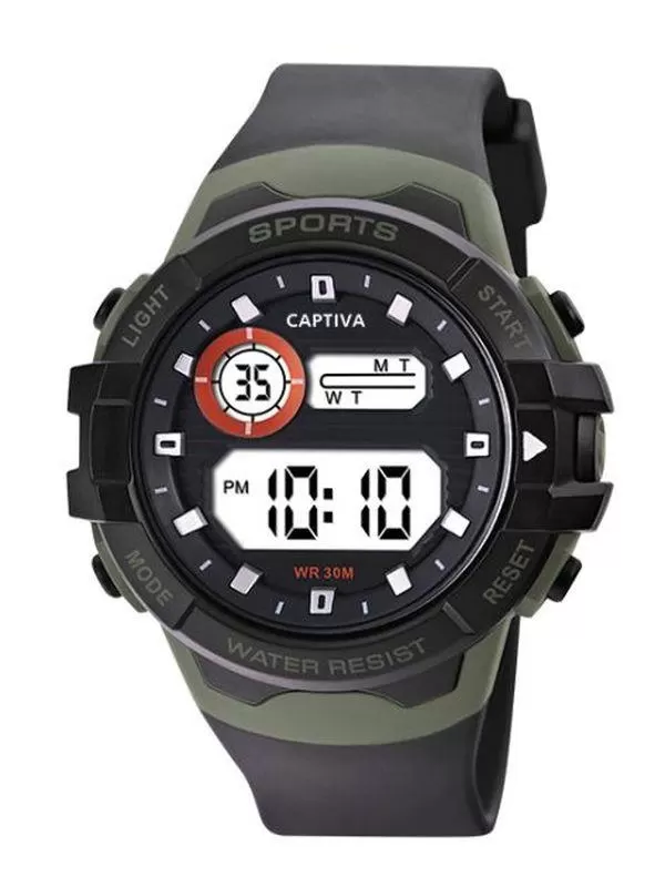 Captiva 30 mt Suya Dayanıklı Digital Alarm-Kronometre-Led Işık Spor Kasa Çoçuk Kol Saati CPT.X002