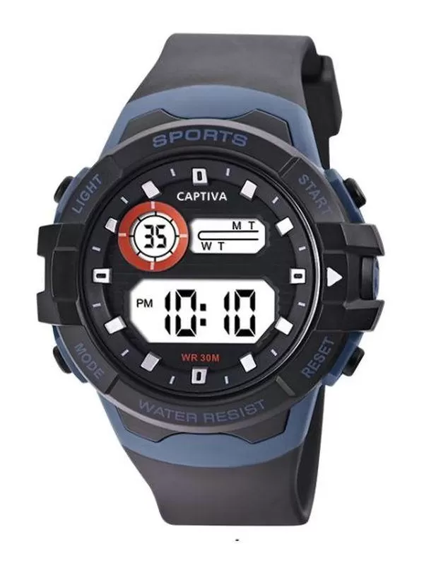 Captiva 30 mt Suya Dayanıklı Digital Alarm-Kronometre-Led Işık Spor Kasa Çoçuk Kol Saati CPT.X004