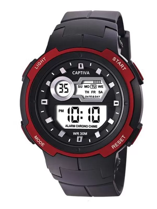 Captiva 30 mt Suya Dayanıklı Digital Alarm-Kronometre-Led Işık Spor Kasa Çoçuk Kol Saati CPT.X013