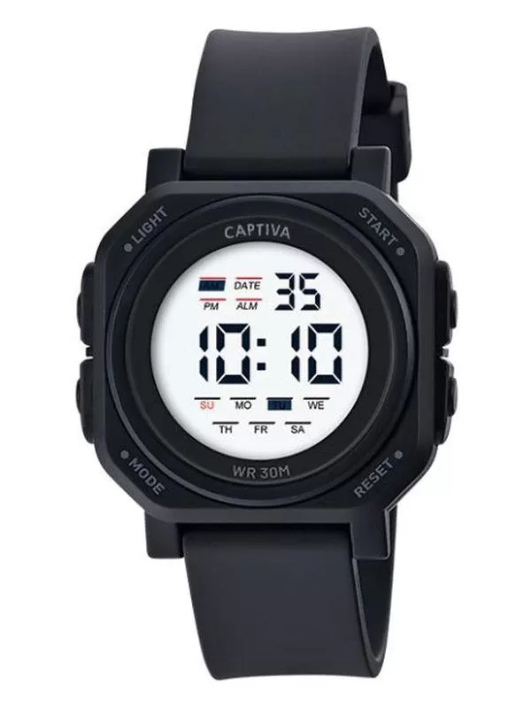 Captiva 30 mt Suya Dayanıklı Digital Alarm-Kronometre-Led Işık Spor Kasa Çoçuk Kol Saati CPT.X017