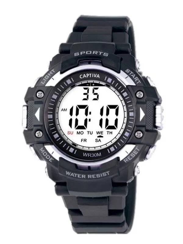 Captiva 30 mt Suya Dayanıklı Digital Alarm-Kronometre-Led Işık Spor Kasa Çoçuk Kol Saati CPT.X019