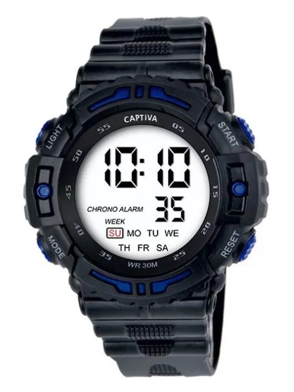 Captiva 30 mt Suya Dayanıklı Digital Alarm-Kronometre-Led Işık Spor Kasa Çoçuk Kol Saati CPT.X023
