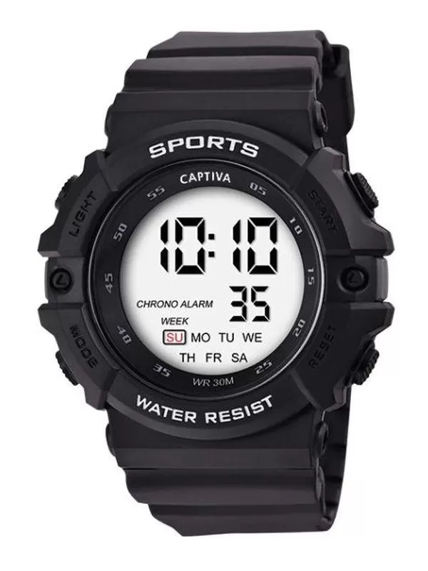 Captiva 30 mt Suya Dayanıklı Digital Alarm-Kronometre-Led Işık Spor Kasa Çoçuk Kol Saati CPT.X040