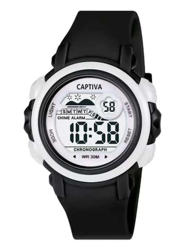 Captiva 30 mt Suya Dayanıklı Digital Alarm-Kronometre-Led Işık Spor Kasa Çoçuk Kol Saati CPT.X050