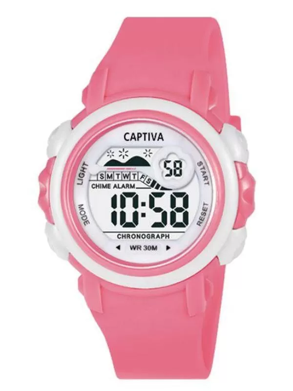 Captiva 30 mt Suya Dayanıklı Digital Alarm-Kronometre-Led Işık Spor Kasa Çoçuk Kol Saati CPT.X065