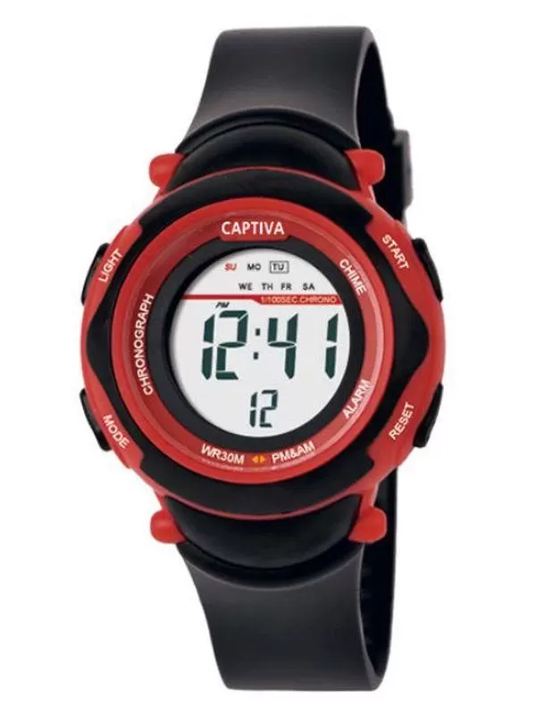Captiva 30 mt Suya Dayanıklı Digital Alarm-Kronometre-Led Işık Spor Kasa Çoçuk Kol Saati CPT.X086