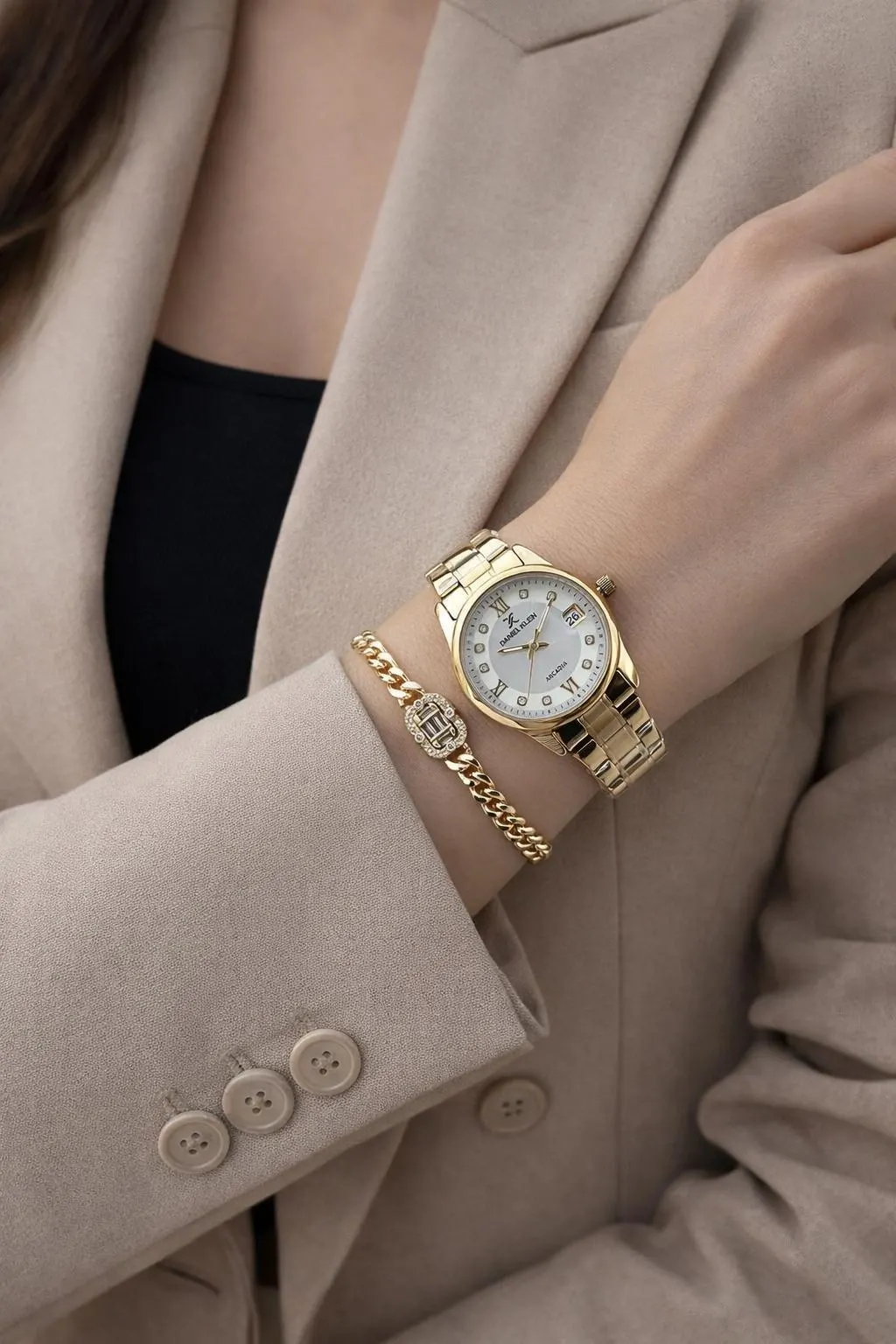 Daniel Klein Çelik Kordon 30 Mt Suya Dayanıklı Özel Tasarım Kadın Kol Saati + Bileklik VS.BLKT.0850