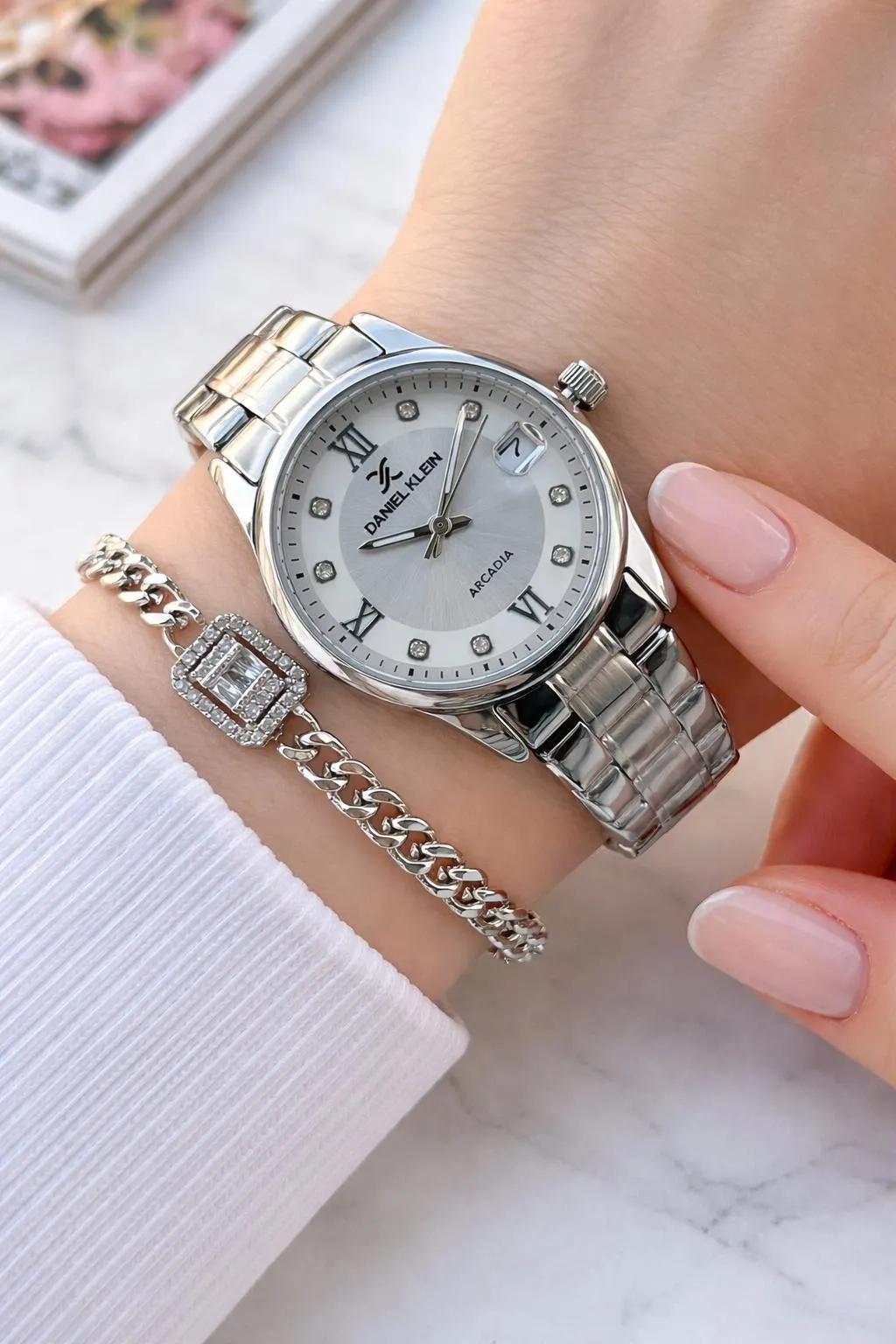 Daniel Klein Çelik Kordonlu 2 Yıl Garantili 3 Atm Suya Dayanıklı Kadın Kol Saati+Bileklik BF.11024.1