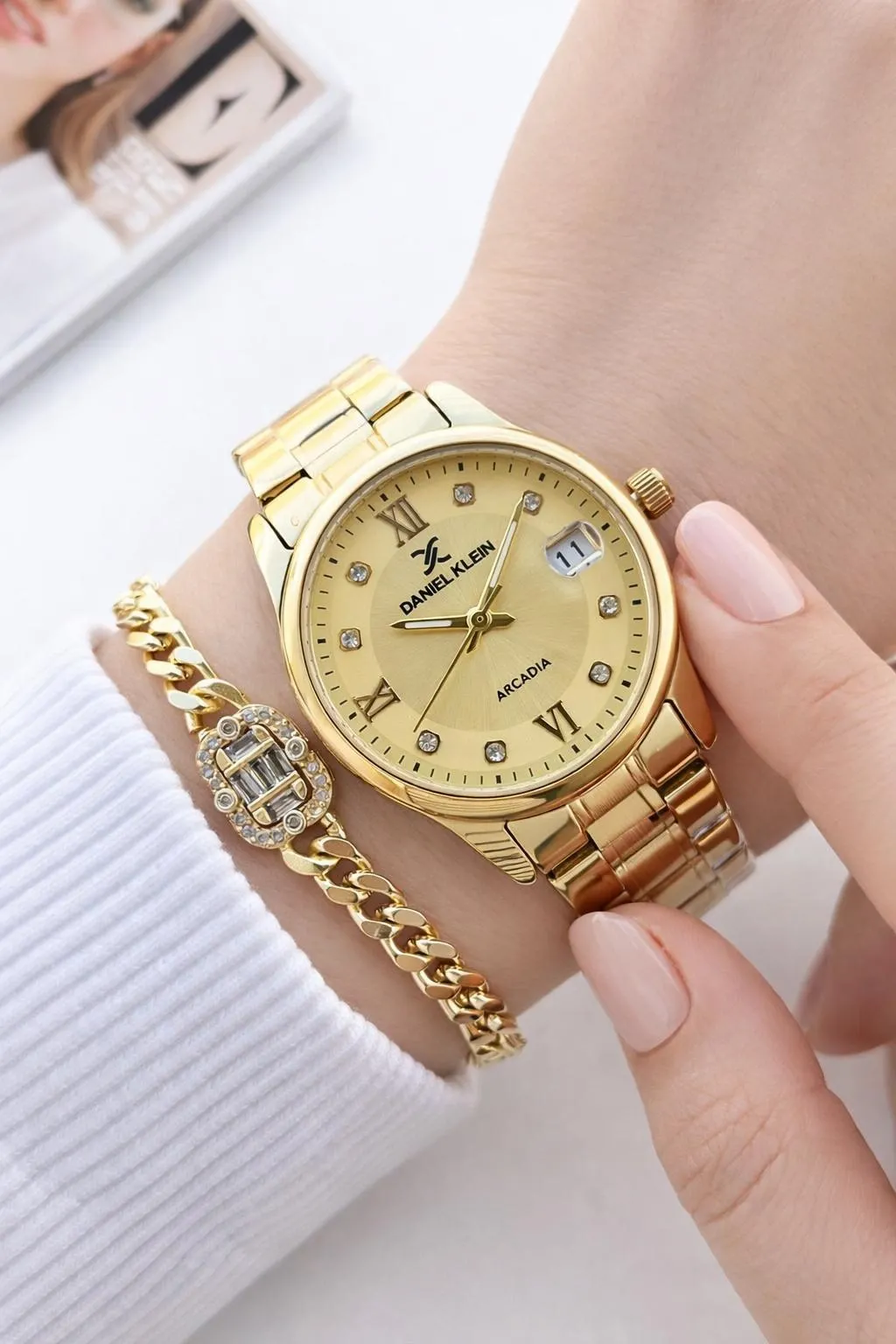 Daniel Klein Çelik Kordonlu 2 Yıl Garantili 3 Atm Suya Dayanıklı Kadın Kol Saati+Bileklik BF.11024.3