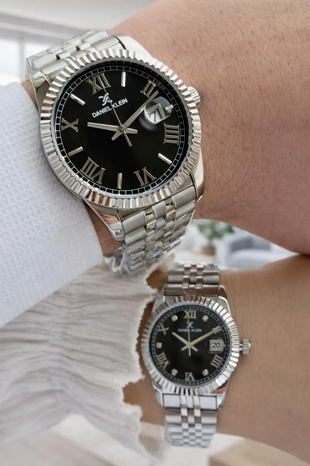 Daniel Klein Çift Sevgili Saati Çelik Bileklik Çelik Kordon 3 Atm Suya Dayanıklı Kol Saati VS.BLKT.0807
