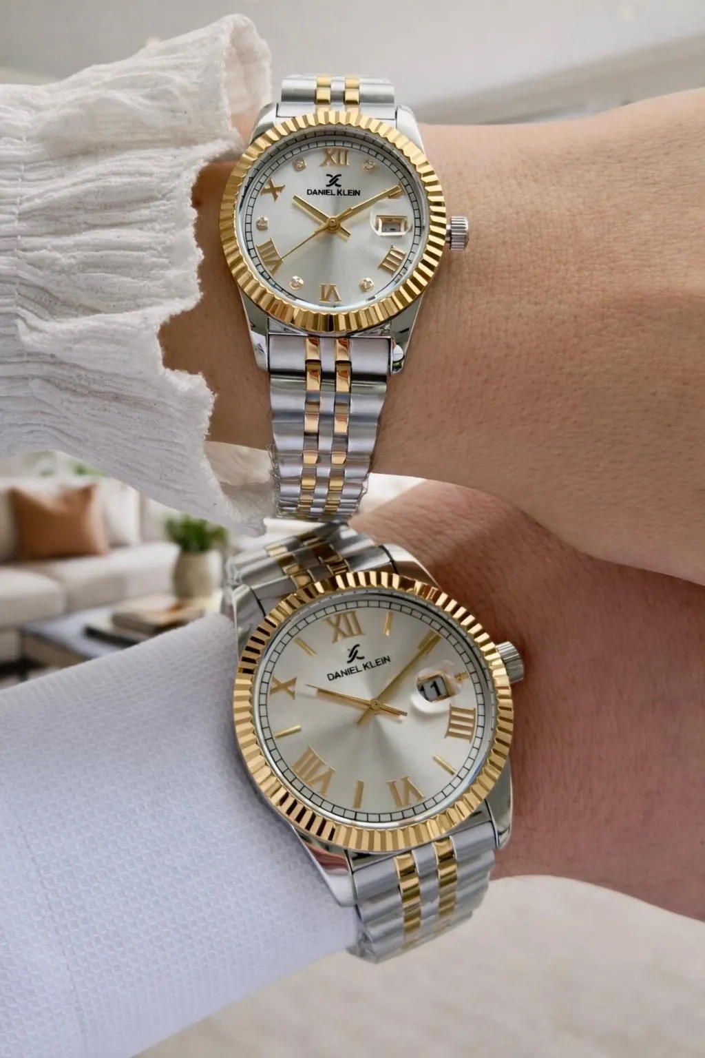 Daniel Klein Çift Sevgili Saati Çelik Bileklik Çelik Kordon 3 Atm Suya Dayanıklı Kol Saati VS.BLKT.0805