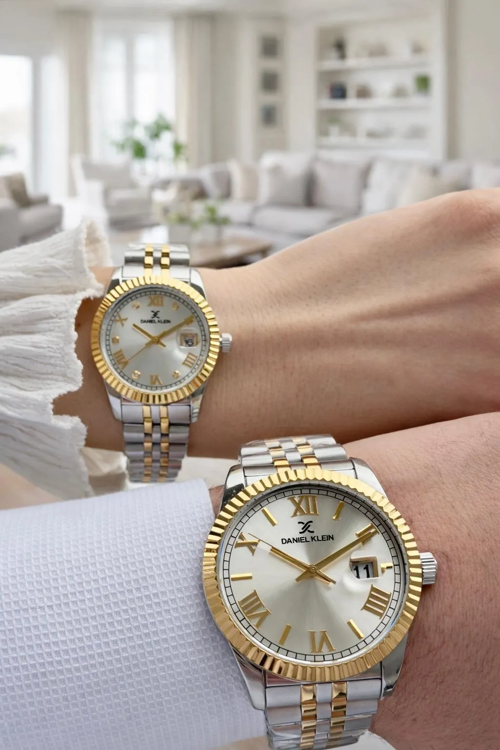 Daniel Klein Çift Sevgili Saati Çelik Bileklik Çelik Kordon 3 Atm Suya Dayanıklı Kol Saati VS.BLKT.0805