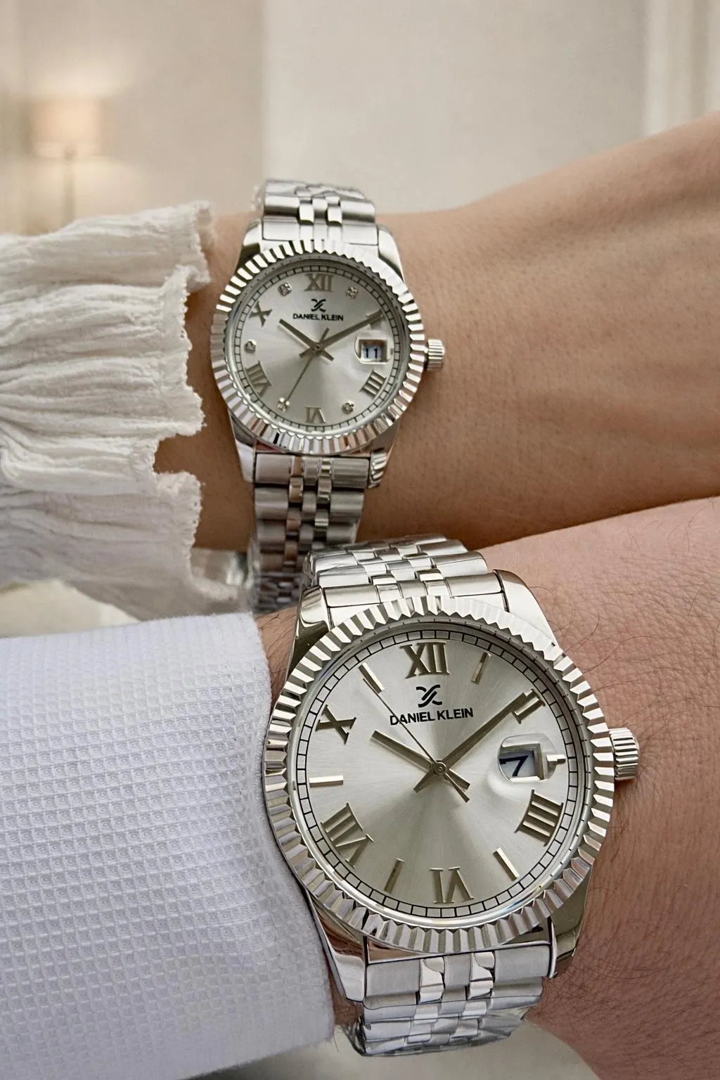 Daniel Klein Çift Sevgili Saati Çelik Bileklik Çelik Kordon 3 Atm Suya Dayanıklı Kol Saati VS.BLKT.0809