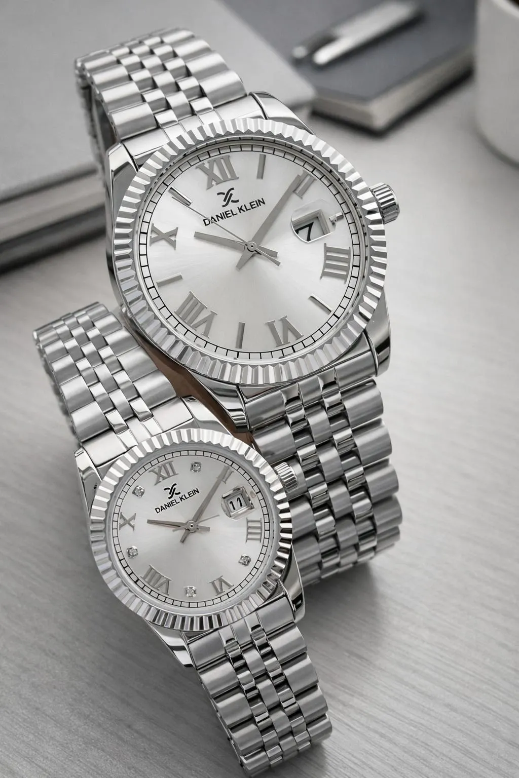 Daniel Klein Çift Sevgili Saati Çelik Bileklik Çelik Kordon 3 Atm Suya Dayanıklı Kol Saati VS.BLKT.0809