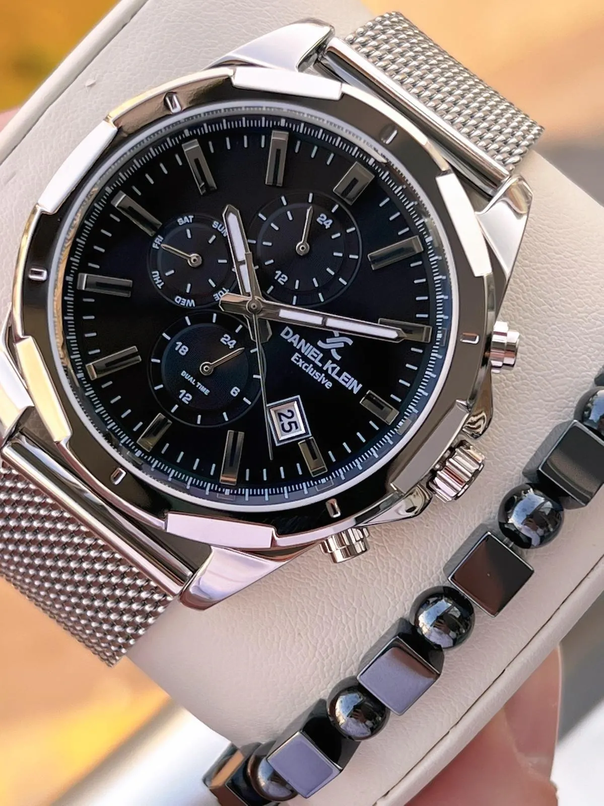 Daniel Klein Erkek Kol Saati 30 Metre Suya Dayanıklı Çelik Kordon + Bileklik Hediyeli  VS.BLKT.0685