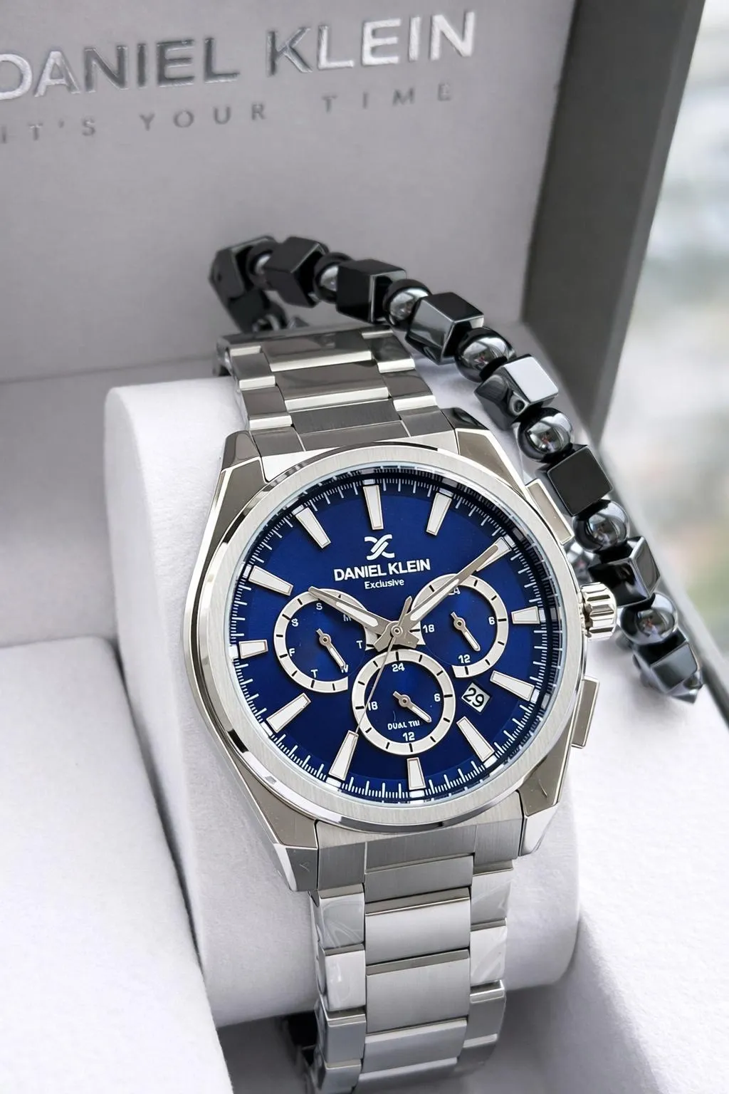 Daniel Klein Erkek Kol Saati 30 Metre Suya Dayanıklı Çelik Kordon + Bileklik Hediyeli VS.BLKT.0843