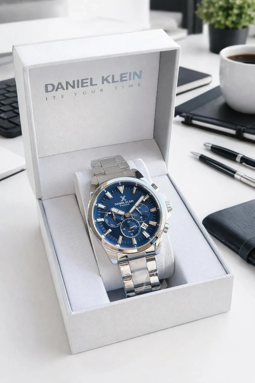 Daniel Klein Erkek Kol Saati 30 Metre Suya Dayanıklı Çelik Kordon + Bileklik Hediyeli VS.BLKT.0873