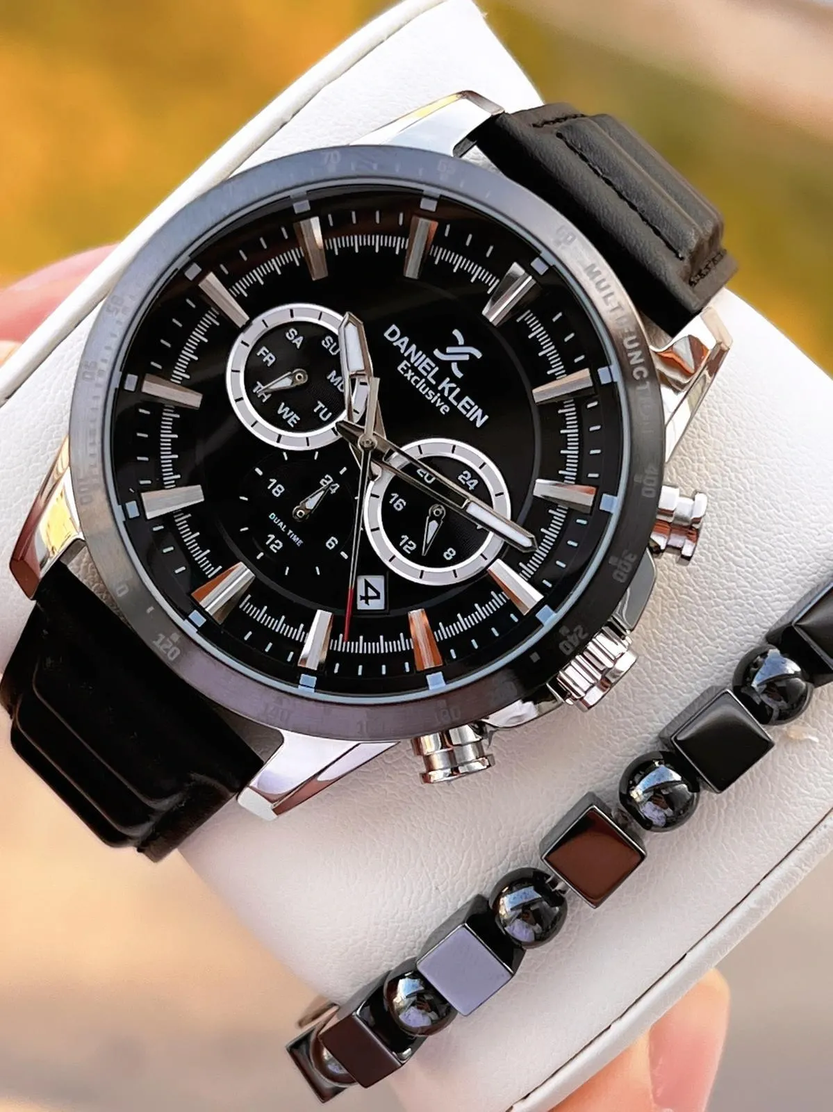 Daniel Klein Erkek Kol Saati 30 Metre Suya Dayanıklı Deri Kayış Kordon + Bileklik Hediyeli  VS.BLKT.0672